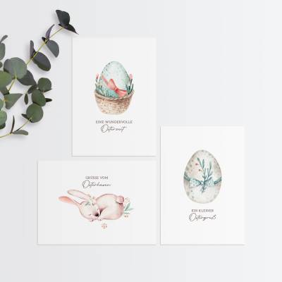 3er Osterkarten Set • DIN A6 Aquarell Geschenkkarten zu Ostern • optional mit Umschlag