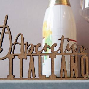 as-Herzwerk  3D Schriftzug Holz Aperol "Aperetivo Italiano " Tischdeko Geschenk für Freunde und Familie 20cm Coc Bild 4