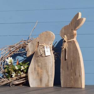 Hasenpaar aus Altholz groß - Osterhase Holz Bild 1