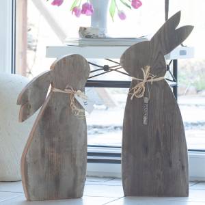 Hasenpaar aus Altholz groß - Osterhase Holz Bild 2