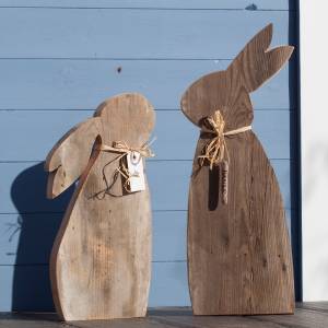 Hasenpaar aus Altholz groß - Osterhase Holz Bild 3