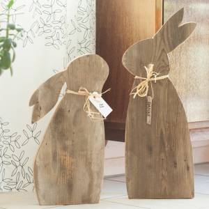 Hasenpaar aus Altholz groß - Osterhase Holz Bild 4