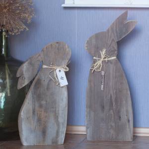 Hasenpaar aus Altholz groß - Osterhase Holz Bild 5