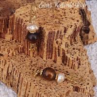 Goldkoralle Ohrringe mit Perlen und Goldakzenten Bild 3