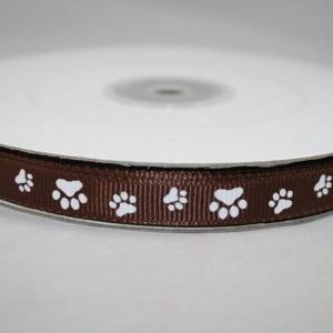 1 m Ribbon Ripsband Tatzen Hunde 10 mm, braun Bild 3