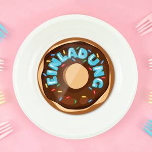 Donut Einladung Karte, 12 Einladungskarten Kindergeburtstag Donut Party, lustige Geburtstagseinladung in Donut Form für Bild 2