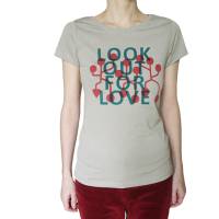 Look out for Love, Bio fairtrade T-Shirt für Frauen. Siebdruck handbedruckt. Bild 4