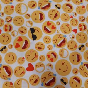 12,90 Euro/m   Toller Baumwollstoff Smilys, Emoji,  ideal für Behilfsmasken Bild 1