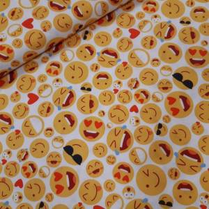 12,90 Euro/m   Toller Baumwollstoff Smilys, Emoji,  ideal für Behilfsmasken Bild 2