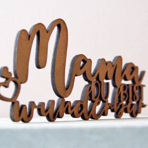 as-Herzwerk 3D Schriftzug Holz "MAMA du bist wunderbar" Tischdeko, Wanddeko, Geschenk für Mama, Mutter, Freunde Bild 6