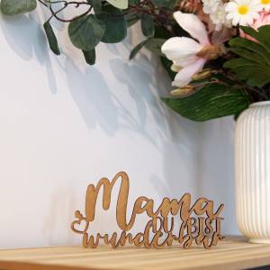as-Herzwerk 3D Schriftzug Holz "MAMA du bist wunderbar" Tischdeko, Wanddeko, Geschenk für Mama, Mutter, Freunde Bild 7