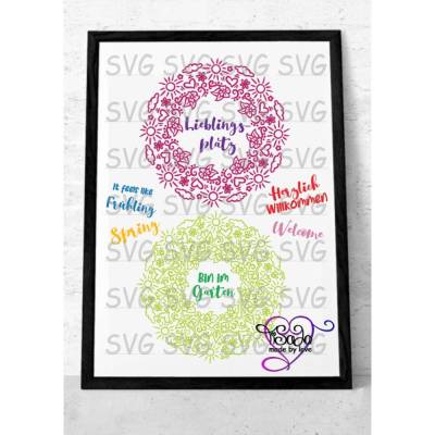 Plotterdatei und Digistamp "Frühlingskranz" SVG, DXF inkl Sayings