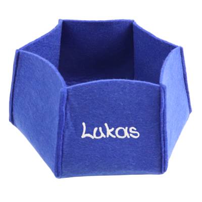 Filzkörbchen blau mit Name - Osternest, Osterkörbchen - Aufbewahrungskörbchen Stoffkörbchen personalisiert