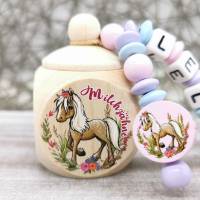 Milchzahndose mit Name Mädchen Pferd Zahndose Milchzähne Geschenk Einschulung Bild 3
