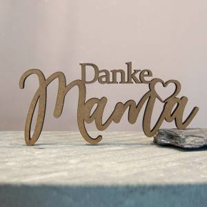 as-Herzwerk 3D Schriftzug Holz "Danke Mama" Tischdeko, Wanddeko, Geschenk für Mama, Mutter, Freunde und Familie Bild 3