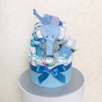 Windeltorte Elefant blau zur Geburt Bild 1