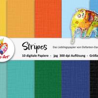 Digipapier mit Digistamp Elefant, Motivpapier Bastelpapier zum drucken plotten, Motiv Streifen-Stripes Bild 1