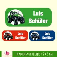 52 Namensaufkleber | Traktor grün rot blau - 2 x 5 cm Bild 1