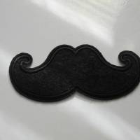 Moustache Set oder einzeln  Applikation schwarz oder grau   Aufnäher zum Aufbügeln Patch Bild 3