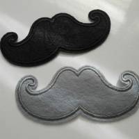 Moustache Set oder einzeln  Applikation schwarz oder grau   Aufnäher zum Aufbügeln Patch Bild 5