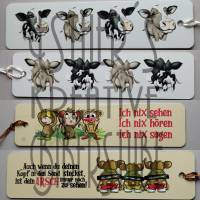 Lesezeichen/Buchzeichen "Kuh, Kühe, Affen, Affe, frech" Bild 1