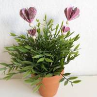 2 Blumenstecker Origami Papierherzen Kugeln 3 D, rosa floral, 21 cm, Frühling Ostern Muttertag Bild 1
