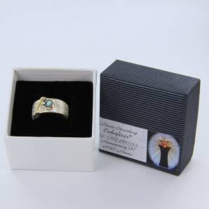 Labradorit Ring Gr. 50 925er Sterling Silber gebürstet mit Goldauflage Bild 2