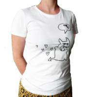 Teufelchen mit Sprechblase, Bio T-Shirt für Frauen, Siebdruck handbedruckt Bild 1