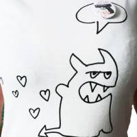Teufelchen mit Sprechblase, Bio T-Shirt für Frauen, Siebdruck handbedruckt Bild 2