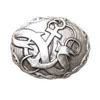 Silberne ovale GÜRTELSCHNALLE Wechselschnalle ovaler ANKER mit Banner Bild 1