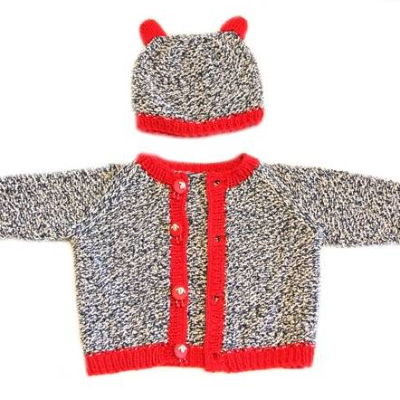 Strickanleitung für das Babyset Jacke Neptun und Mütze Aria, von 0 bis 36 Monaten