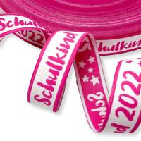 Webband Schulkind 2022 in pink für Schultüten und Einschulungsgeschenke  17 mm breit Bild 1