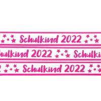 Webband Schulkind 2022 in pink für Schultüten und Einschulungsgeschenke  17 mm breit Bild 2