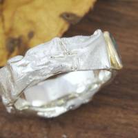 Auffälliger Ring aus Silber mit Opal in Goldfassung Bild 5