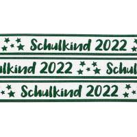 Webband Schulkind 2022 in grün für Schultüten und Einschulungsgeschenke  17 mm breit Bild 2