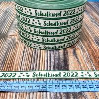 Webband Schulkind 2022 in grün für Schultüten und Einschulungsgeschenke  17 mm breit Bild 4