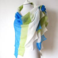 Sommerliches Tuch aus Mohair  weiß grün blau, zarter Damenschal, duftiges Umschlagtuch, leichtes Schultertuch Bild 10
