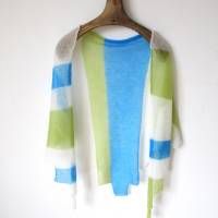 Sommerliches Tuch aus Mohair  weiß grün blau, zarter Damenschal, duftiges Umschlagtuch, leichtes Schultertuch Bild 4
