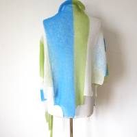 Sommerliches Tuch aus Mohair  weiß grün blau, zarter Damenschal, duftiges Umschlagtuch, leichtes Schultertuch Bild 9