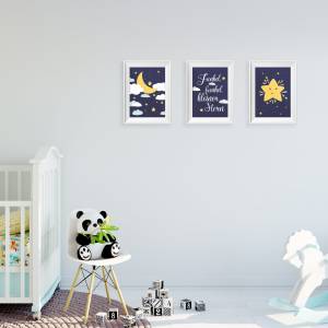 Sterne Kinderzimmer Poster Set, 3 Wandbilder für Kinder, Sonne Mond & Sterne, A4 Kinderposter mit Spruch auf Deutsch Bild 4