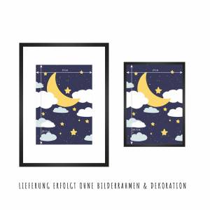 Sterne Kinderzimmer Poster Set, 3 Wandbilder für Kinder, Sonne Mond & Sterne, A4 Kinderposter mit Spruch auf Deutsch Bild 5