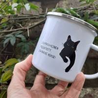 Emaille Becher mit Katzenmotiv 'Ich mache keinen Milchtritt......!' Bild 2