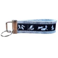 Schlüsselanhänger Schlüsselband Wollfilz hellgrau Webband Hunde THS Hundesport schwarz weiß Geschenk ! Bild 1
