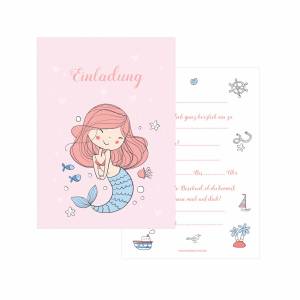 Meerjungfrau Einladungskarten, 12 Einladung Kindergeburtstag Mädchen Meerjungfrau Geburtstag, Einladung Unterwasserwelt Bild 1
