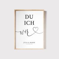 Poster "Du Ich Wir" personalisiert mit Namen u. Datum für Paare • A5 / A4 / A3 • Geschenk für Hochzeit Bild 3