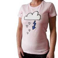 Wolke mit Herzenregen, Bio T-Shirt für Frauen, Größe S. Mit Handsiebdruck Bild 1