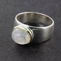 Regenbogen Mondstein Ring Gr. 54 Silber poliert mit feiner Goldauflage Bild 10
