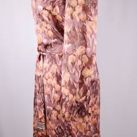 True Vintage Tageskleid Midi Kleid Star Größe 36 38 Hemdblusenkleid Tulpen Braun Koralle Beige 40er Blumen V Neck Gürtel Bild 3