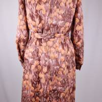 True Vintage Tageskleid Midi Kleid Star Größe 36 38 Hemdblusenkleid Tulpen Braun Koralle Beige 40er Blumen V Neck Gürtel Bild 4