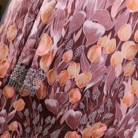 True Vintage Tageskleid Midi Kleid Star Größe 36 38 Hemdblusenkleid Tulpen Braun Koralle Beige 40er Blumen V Neck Gürtel Bild 5